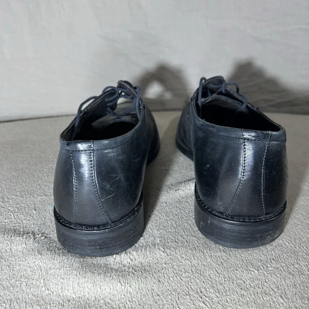 Bachrach Men's Black Leather Apron Toe Derby Dress Shoes Size 10.5 Romania